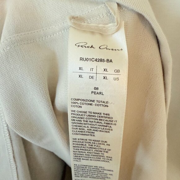 Rick Owens Drawstring Hoodie in Pearl (Off White) Size XL 100% Cotton - Picture 7 of 9